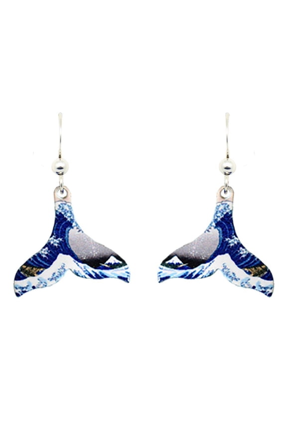 Great Wave Whale Tail Earrings #1566 by d'ears