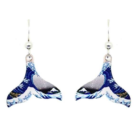 Great Wave Whale Tail Earrings #1566 by d'ears