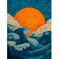 thumbnail image 1 of Great Wave and Sun Canvas Wall Art, Classic Ocean Art Print for Living Room, Bedroom, Office, Kitchen and Cafe Decor, 1 of 8