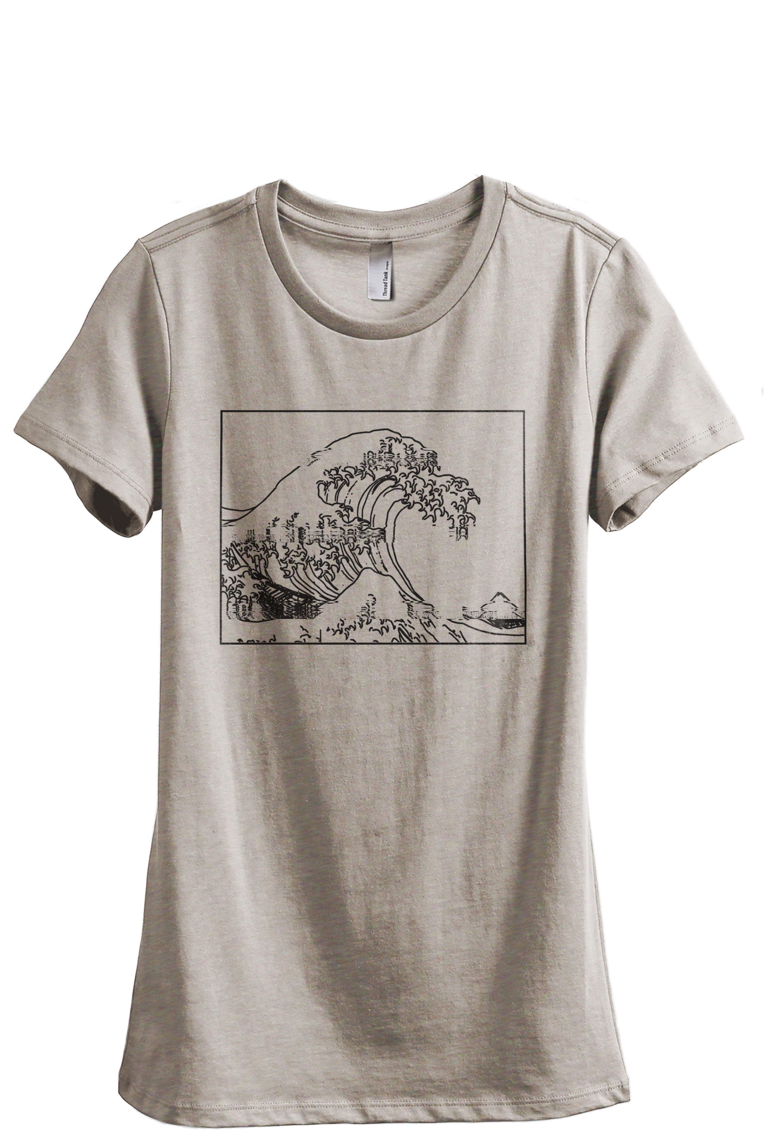 【COSYHARU】Wave Pleats Tee Great Waves Hokusai Women's Fashion Relaxed T-Shirt Tee