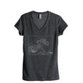 thumbnail image 1 of Great Waves Hokusai Women's Fashion Relaxed V-Neck T-Shirt Tee Charcoal Grey Large, 1 of 3