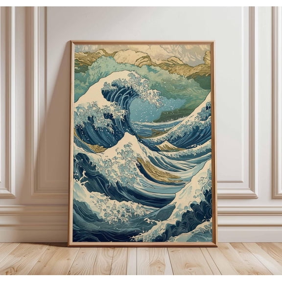 Great Waves Japanese Wave Art Ocean Dynamic Seascape Watercolor Art Unframed Paper Print