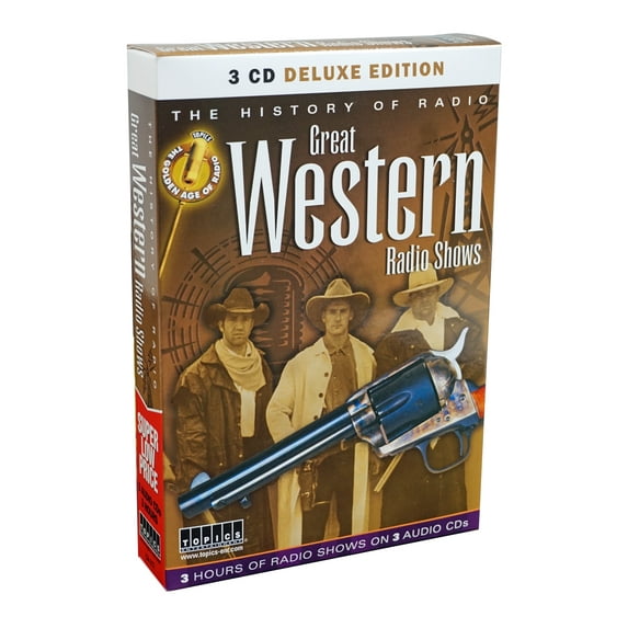 History of Great Western Classic RADIO Shows on 3 Audio CDs - Hopalong Cassidy, Gunsmoke, and The Six Shooter