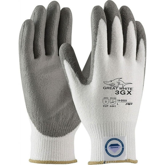Great White 3gx Seamless Knit Dyneema Diamond Blended Gloves, Medium, White/gray | Bundle of 5 Pairs