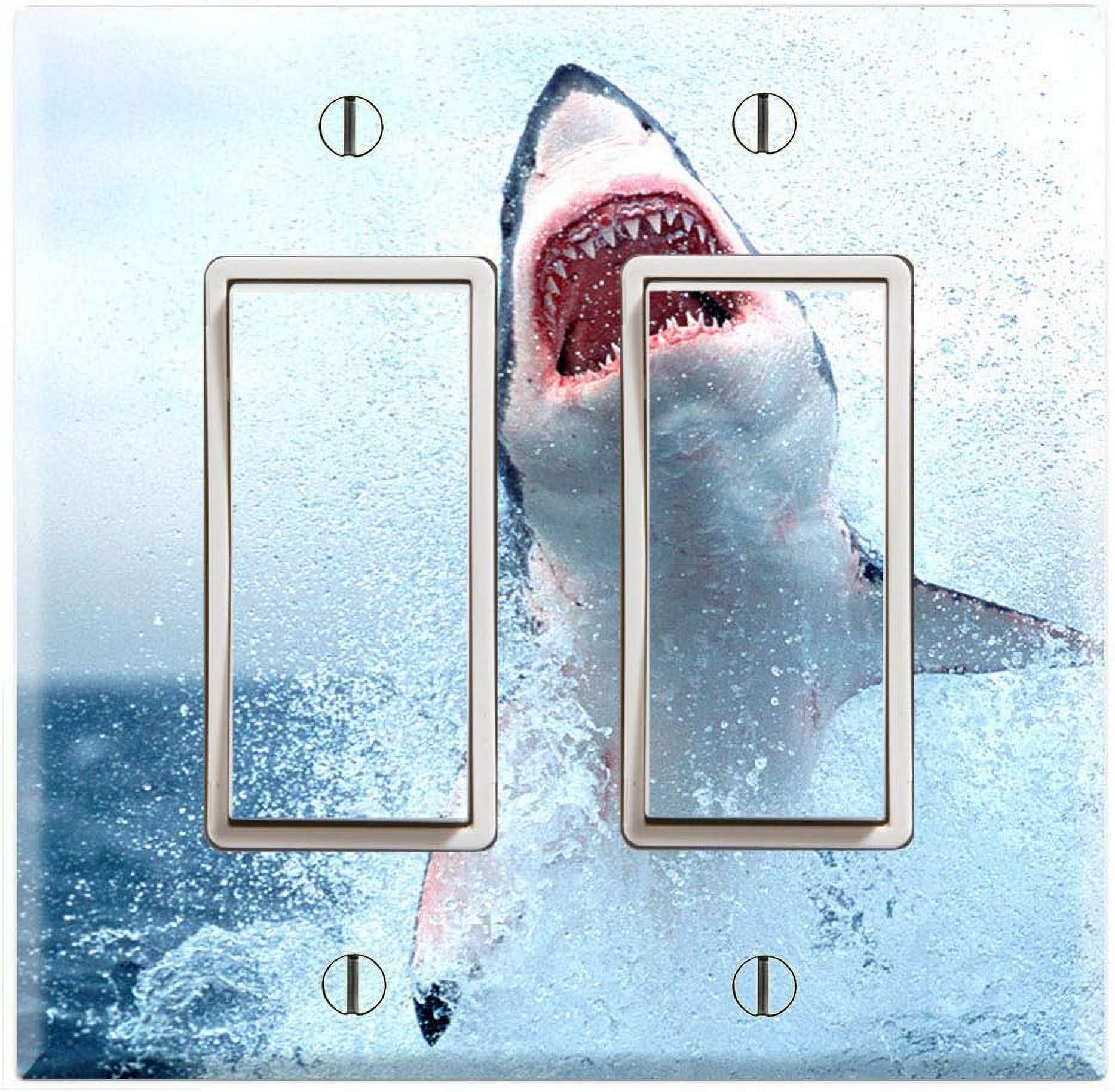 Great White Attack Double Rocker/GFCI Wall Plate Cover