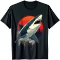 thumbnail image 1 of Great White Graphic Black T-Shirt with Red Sun Design, 1 of 5