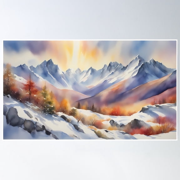 Great White Mountains Poster Wall Art, Modern Wall Decor, 8x12 UNFRAMED