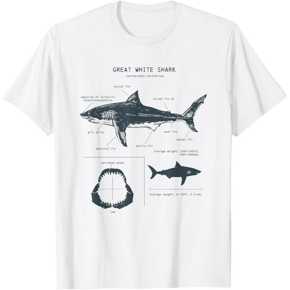 Great White Shark Anatomy , Marine Biologist T-Shirt
