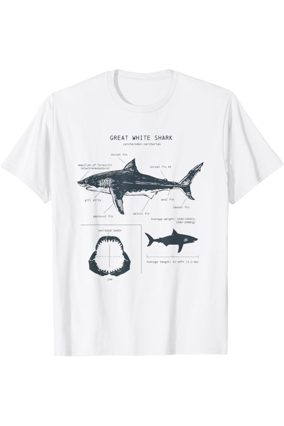 Great White Shark Anatomy , Marine Biologist T-Shirt