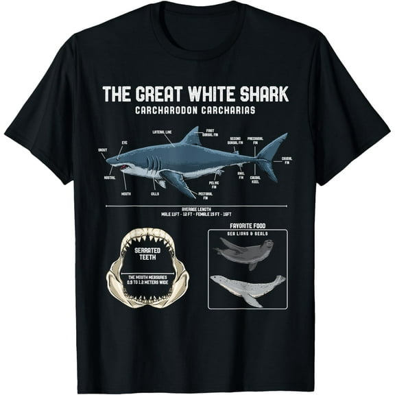 Great White Shark Anatomy Shirt - Shark Marine Biologist T-Shirt