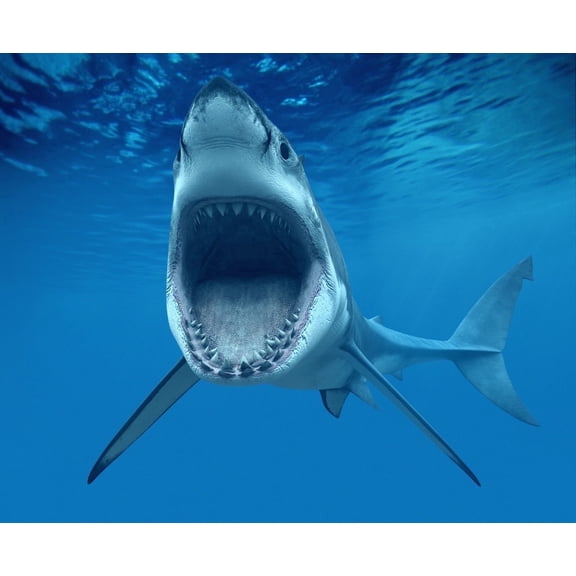 Great White Shark Attack Edible Image Cake Topper