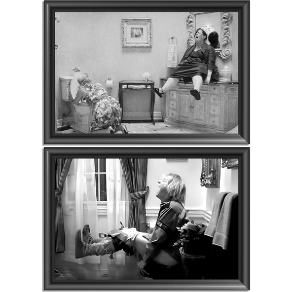 Great White Shark Bathroom Wall Art Shark in Pink Bathtub Pictures Wall Decor Funny Tropical Coastal Animals Poster Canvas Print Artwork for Toilet Washroom Restroom Decor, 8x10in, Unframed