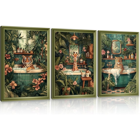 Great White Shark Bathroom Wall Art Shark in Pink Bathtub Pictures Wall Decor Funny Tropical Coastal Animals Poster Canvas Print Artwork for Toilet Washroom Restroom Decor, 8x10in, Unframed