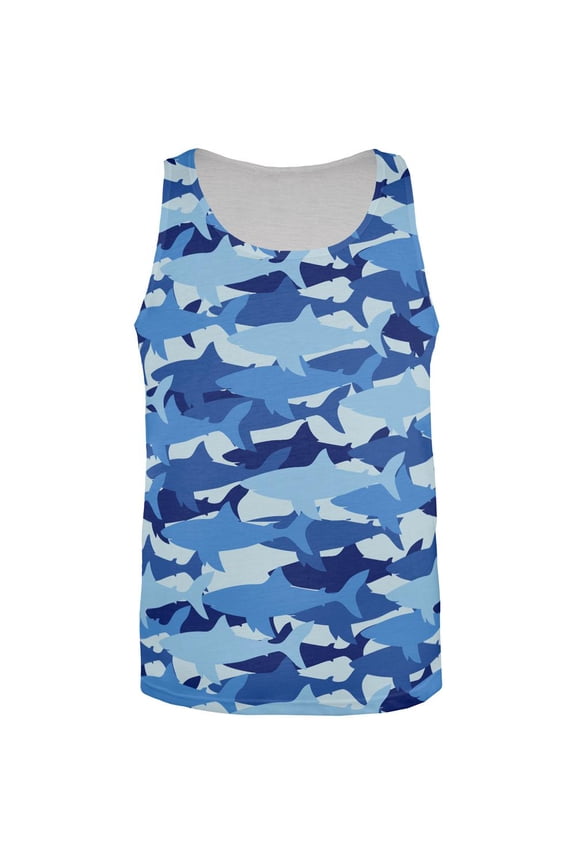 Great White Shark Camo All Over Mens Tank Top
