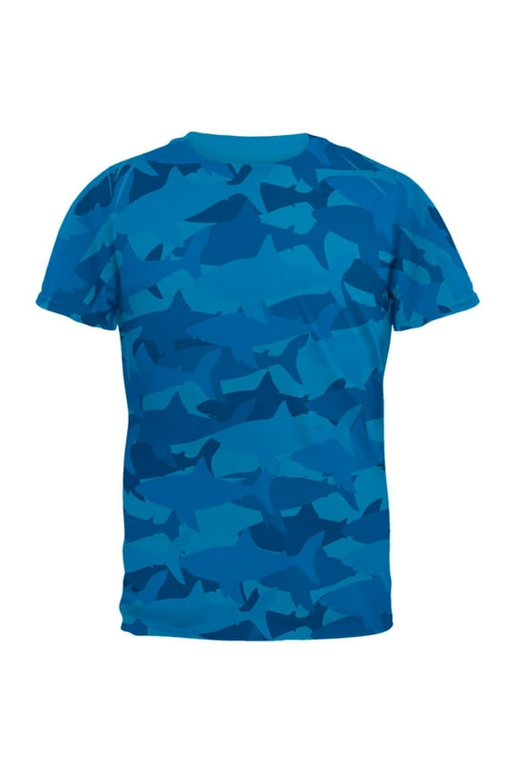 Great White Shark Camo Mens T Shirt Sapphire SM