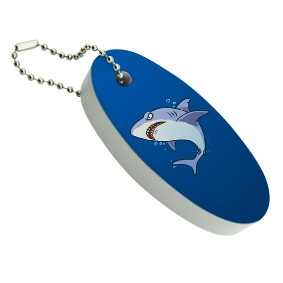 Great White Shark Cartoon in Ocean Floating Foam Keychain Fishing Boat Buoy Key Float