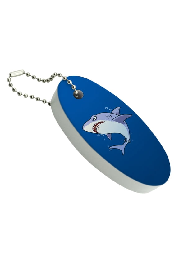 Great White Shark Cartoon in Ocean Floating Foam Keychain Fishing Boat Buoy Key Float