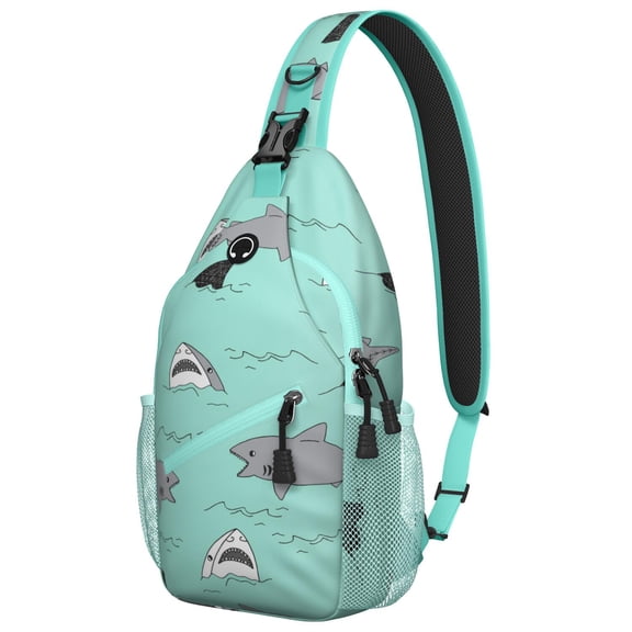 Great White Shark Crossbody Bag - Funny Cartoon Shark Illustration for Outdoor Enthusiasts - Anti-Theft Design