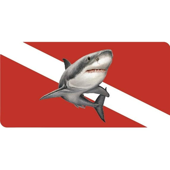 Great White Shark Diver Flag Photo License Plate