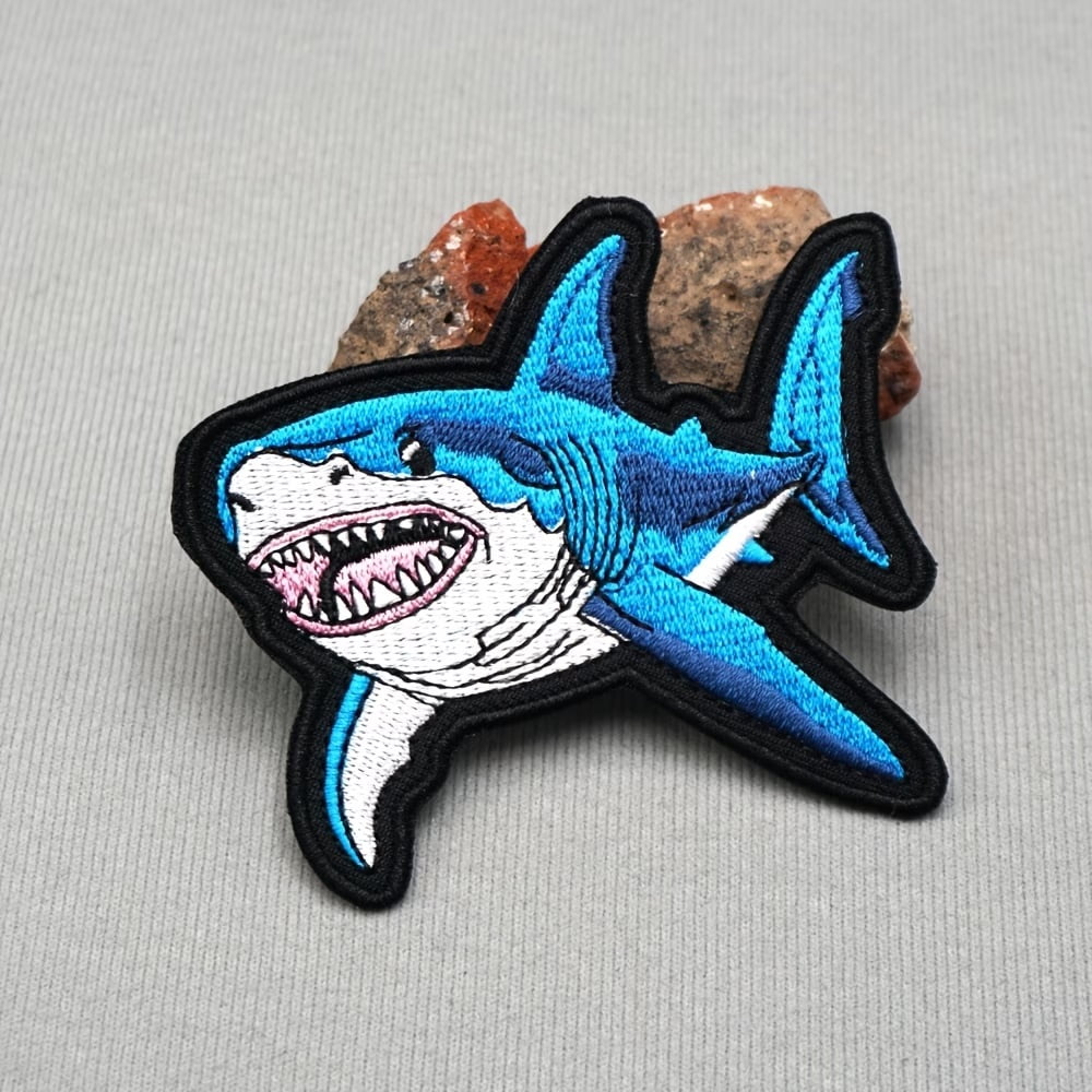 Great White Shark Embroidered Patch - Cool Ocean Animal with Hook-and-Loop Backing