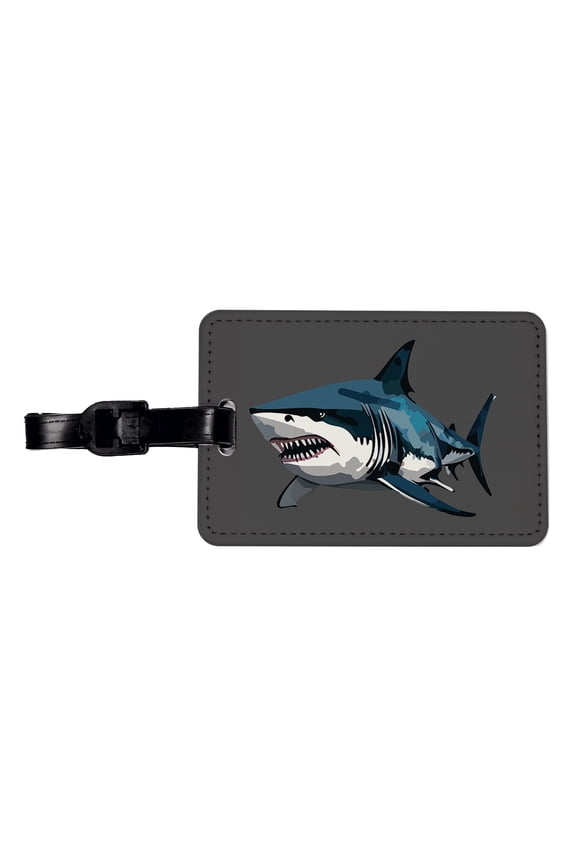 Great White Shark Faux Leather Travel Luggage Tag