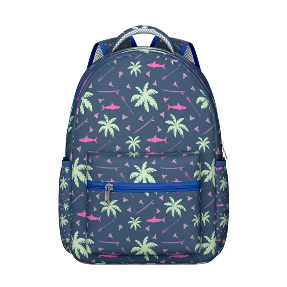 Great White Shark Illustration Backpack - Waterproof & Durable Bookbag for Teens, Spacious Storage, Nautical Theme