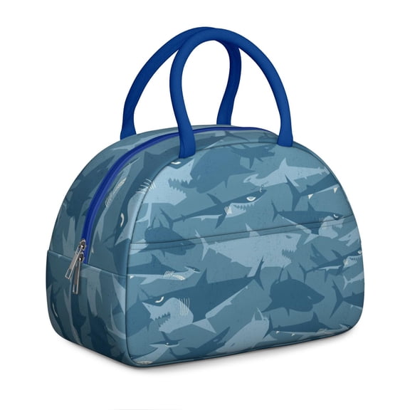 Great White Shark Lunch Bag - Funny Cartoon Predator Design, Thermal Insulated Tote for Shark Week Fans (Mystical Sea Creature)