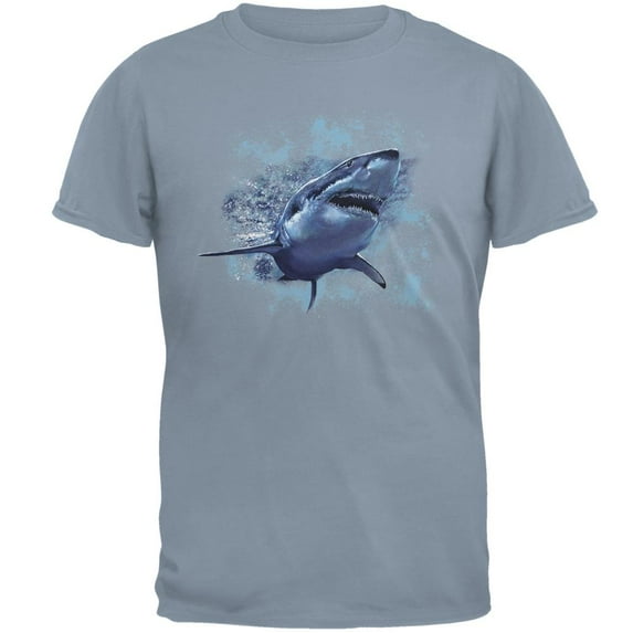 Great White Shark Mens T Shirt Stone Blue 2XL