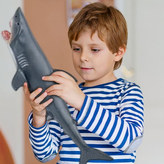 Great White Shark Model(16.14inch) - Undersea Creature Extra Large Soft Rubber Cotton Filled Sea Animal Realistic Marine Life Figure for Educational Play Toy