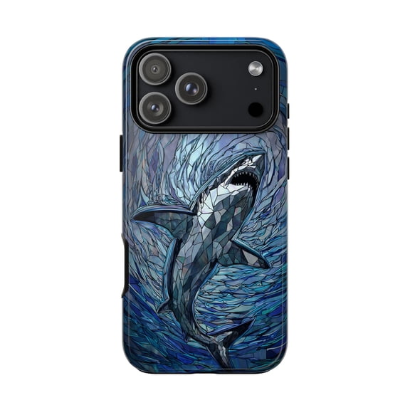 Great White Shark Mosaic Motion Ocean Predator Pattern Phone Case with iPhone 17 to 11 Pro Max
