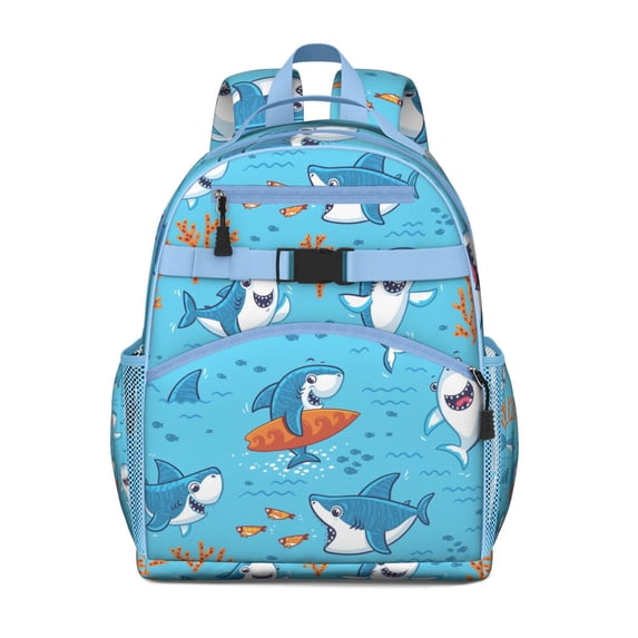 Great White Shark Nautical Students Backpack With Underwater Marine Life Ocean Tropical Sea Abstract Funny Pattern