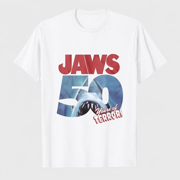 Great White Shark Ocean Graphic T-Shirt, Retro Shark Bite Beach Casual Short Sleeve Tee