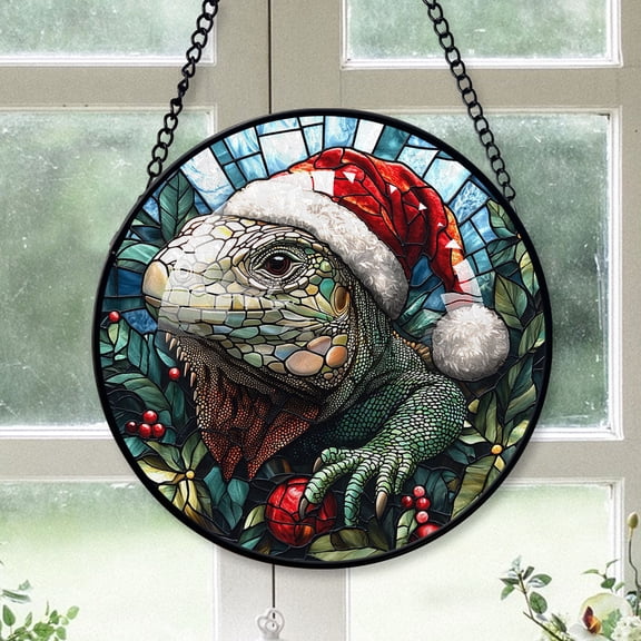 Great White Shark Ornament Christmas 2025, Great White Shark Stained Glass Hanging Window Handcrafted Glass Sun Catcher for Door and Garden Decor
