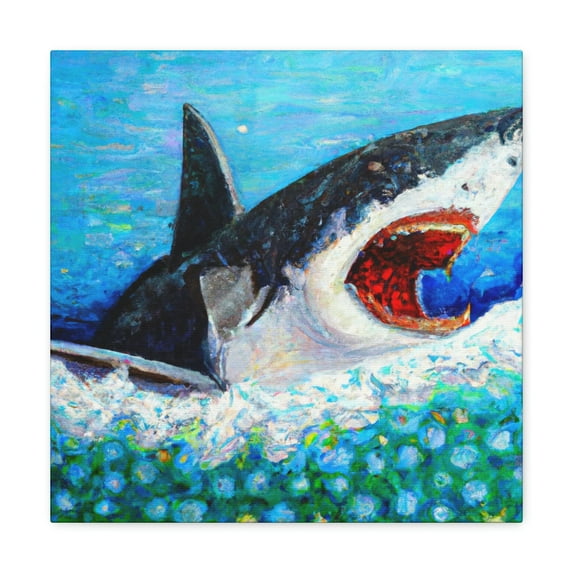 Great White Shark Pointillism - Canvas