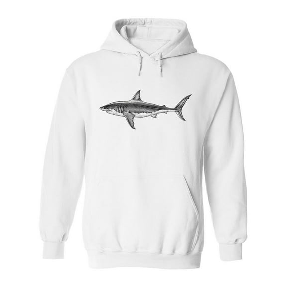 Great White Shark Sketch Hoodie Men -Image by Shutterstock, Male Medium