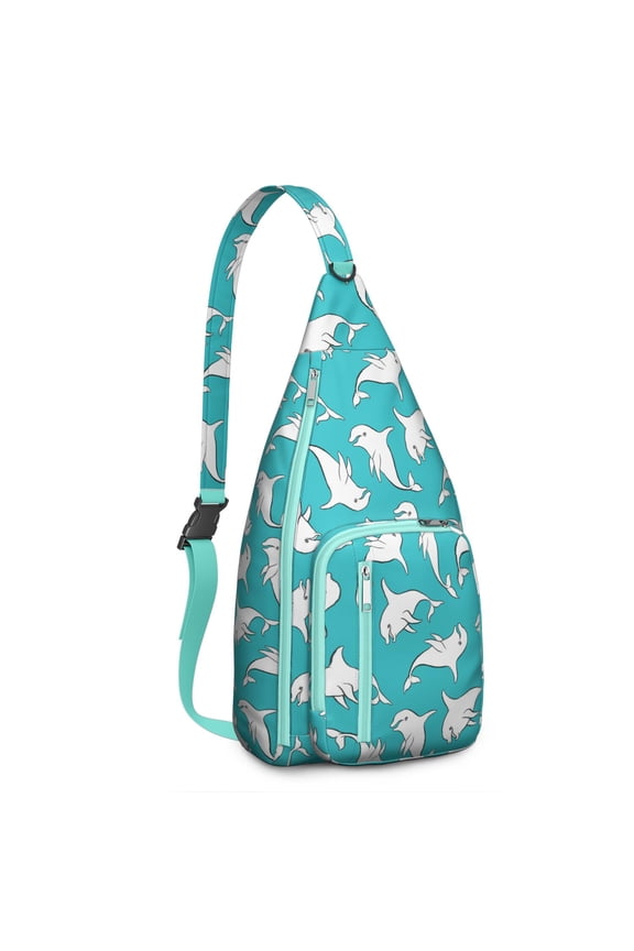 Great White Shark Sling Backpack - Funny Cartoon Shark Face Print, Multi-Functional Pack for Cycling & Daily Commute