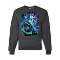 thumbnail image 1 of Great White Shark Species in Ocean | Mens Fishing Crewneck Graphic Sweatshirt, Heather Black, Large, 1 of 1