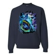 thumbnail image 1 of Great White Shark Species in Ocean | Mens Fishing Crewneck Graphic Sweatshirt, Navy, Medium, 1 of 3