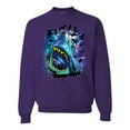 thumbnail image 1 of Great White Shark Species in Ocean | Mens Fishing Crewneck Graphic Sweatshirt, Purple, 2XL, 1 of 3