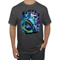 thumbnail image 1 of Great White Shark Species in Ocean | Mens Fishing Graphic T-Shirt, Heather Black, Small, 1 of 3