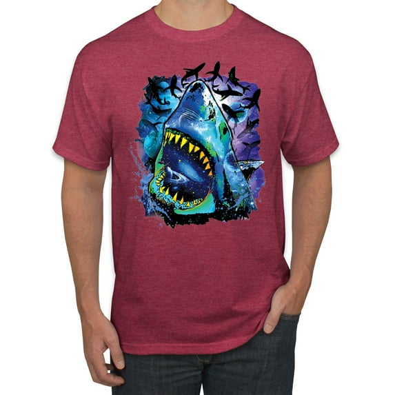 Great White Shark Species in Ocean | Mens Fishing Graphic T-Shirt, Vintage Heather Red, 2XL