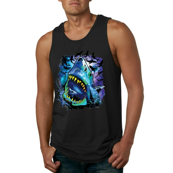 Great White Shark Species in Ocean | Mens Fishing Graphic Tank Top, Black, Small