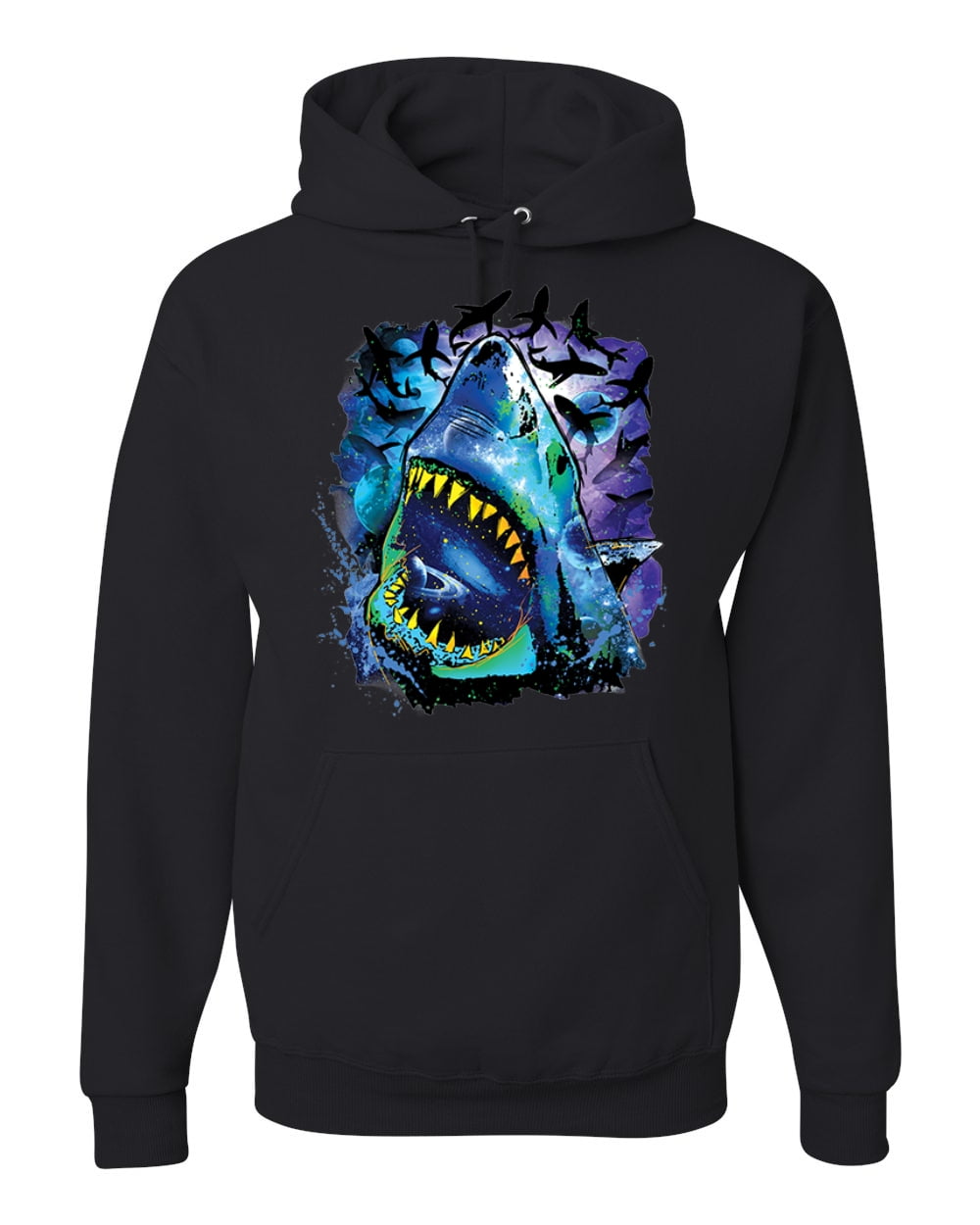 Great White Shark Species in Ocean  Mens Fishing Hooded Sweatshirt Graphic  Hoodie, Black, 2XL 