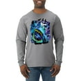 thumbnail image 1 of Great White Shark Species in Ocean | Mens Fishing Long Sleeve T-Shirt, Heather Grey, Large, 1 of 3