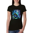 thumbnail image 1 of Great White Shark Species in Ocean | Womens Fishing Slim Fit Junior Tee, Black, 2XL, 1 of 3
