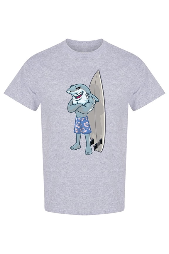 Great White Shark Surfer T-Shirt Men -Image by Shutterstock, Male Large