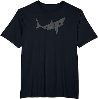 Great White Shark Vintage Design - Great White Shark Print T-Shirt ...