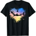 thumbnail image 1 of Great White Shark Vintage Sunset Colors Heart Art Graphic T-Shirt, 1 of 3
