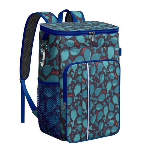 Great White Shark and Sea Design Backpack Cooler, Insulated Leakproof Cooler Bag, Waterproof Lunch Backpack for Marine Lovers, Picnic