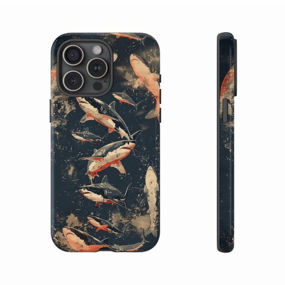 Great White Shark iPhone Case Retro Ocean Predator Art with iPhone 17 to 11 Pro Max